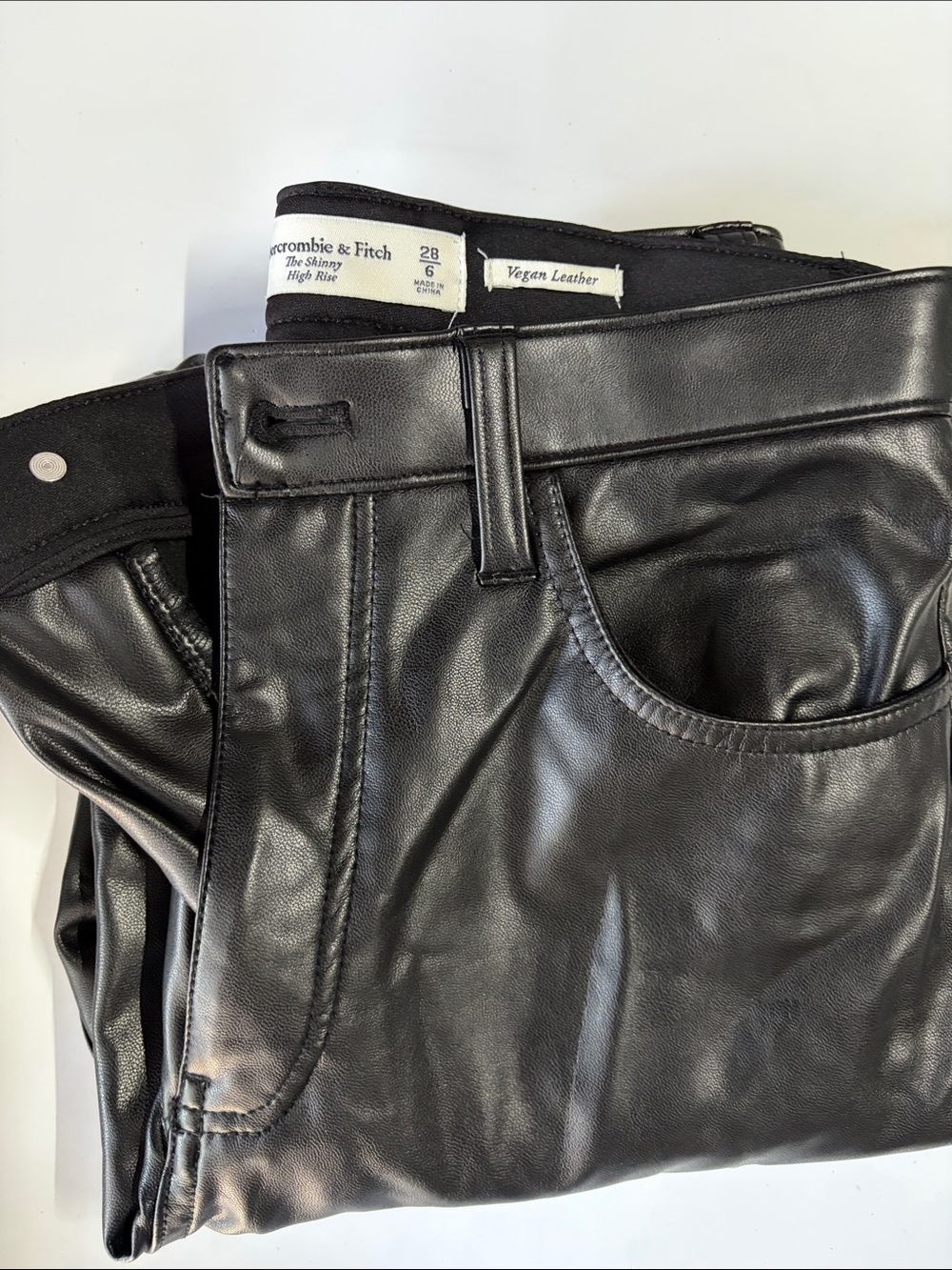 Abercrombie & Fitch Men’s Black Vegan Leather Skinny Jeans